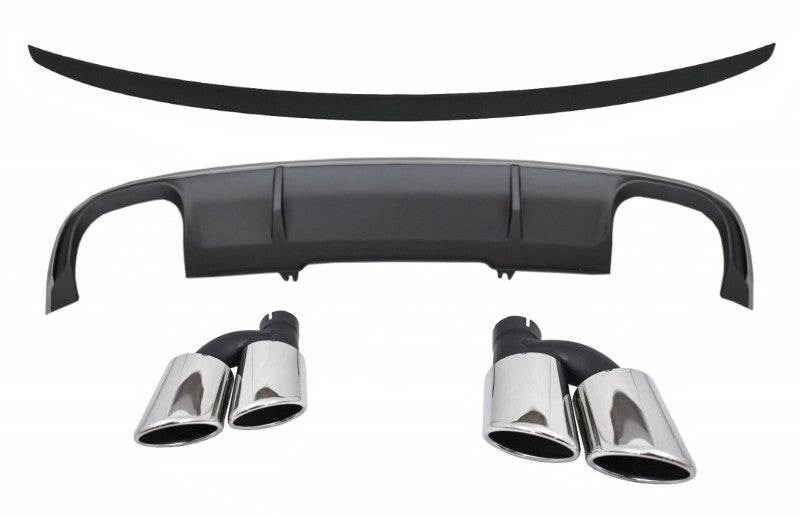 Diffusor für AUDI A4 B9 8W Limo Avant 16-18 Auspuff Endrohre Heckspoiler S4 Look CarPartsTuning