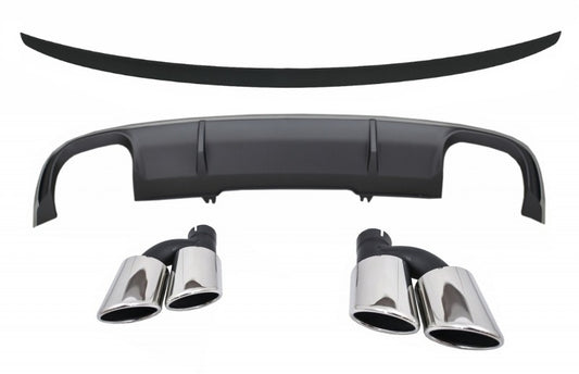 Diffusor für AUDI A4 B9 8W Limo Avant 16-18 Auspuff Endrohre Heckspoiler S4 Look CarPartsTuning