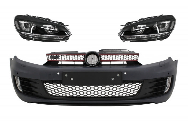 Stoßstange für VW Golf 6 08-13 GTI Look RHD Scheinwerfer LED DRL Fließend Licht CarPartsTuning