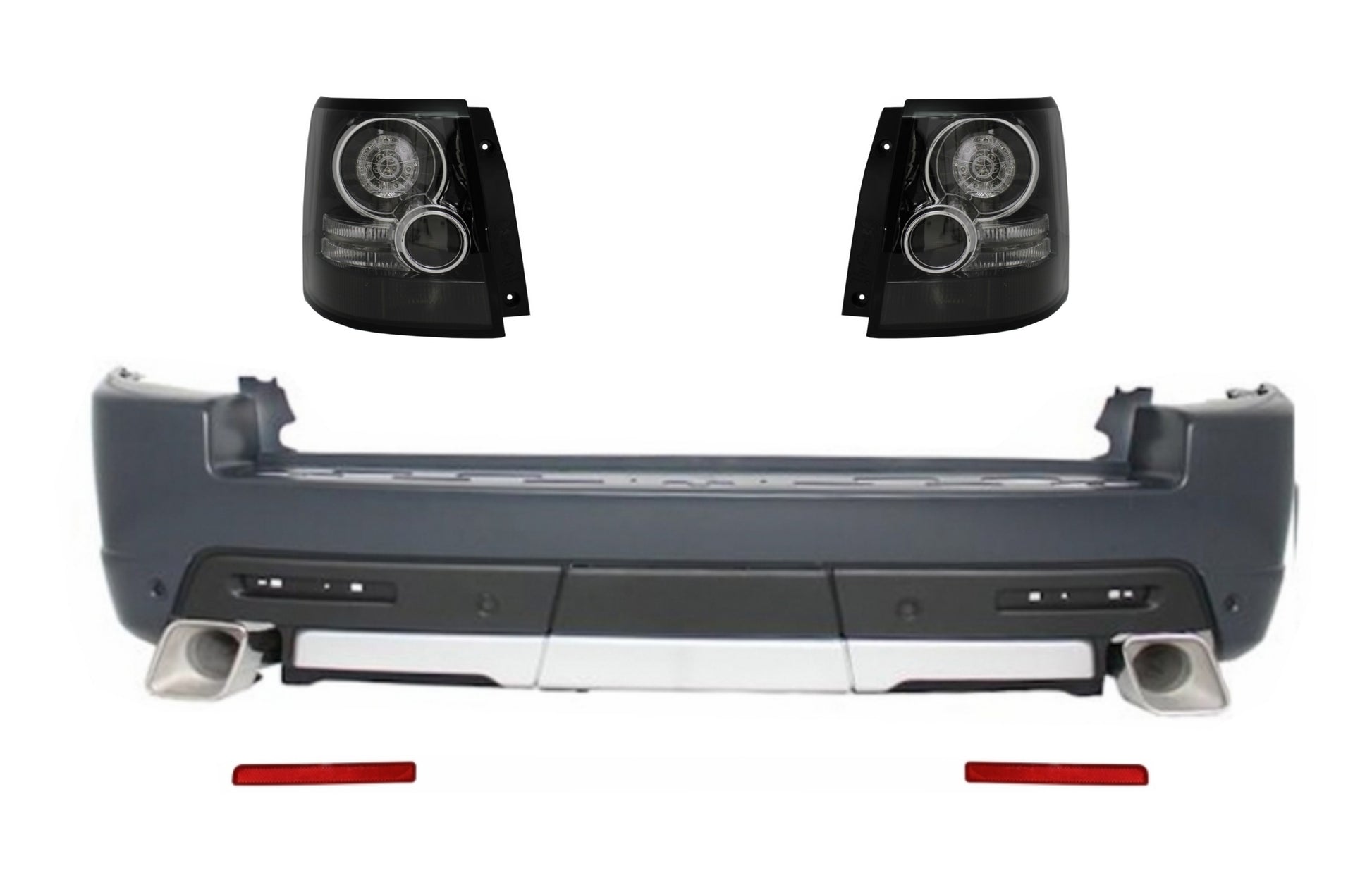 Heckstoßstange Mit Voll-LED Rückleuchten Schwarz Passend Für Land Rover Range Rover Sport L320 (2005-2013) Autobiography Design KITT