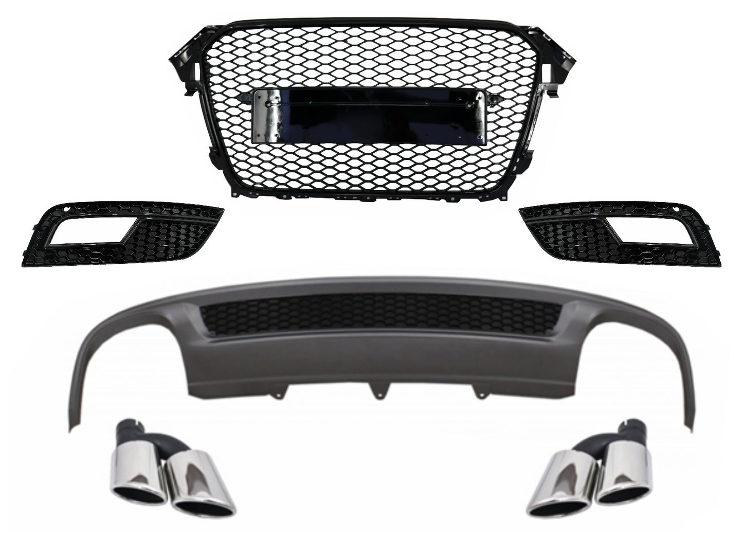 Stoßstangendiffusor für AUDI A4 B8 Facelift 12-15 Auspuffgitter NBL Abdeckungen CarPartsTuning