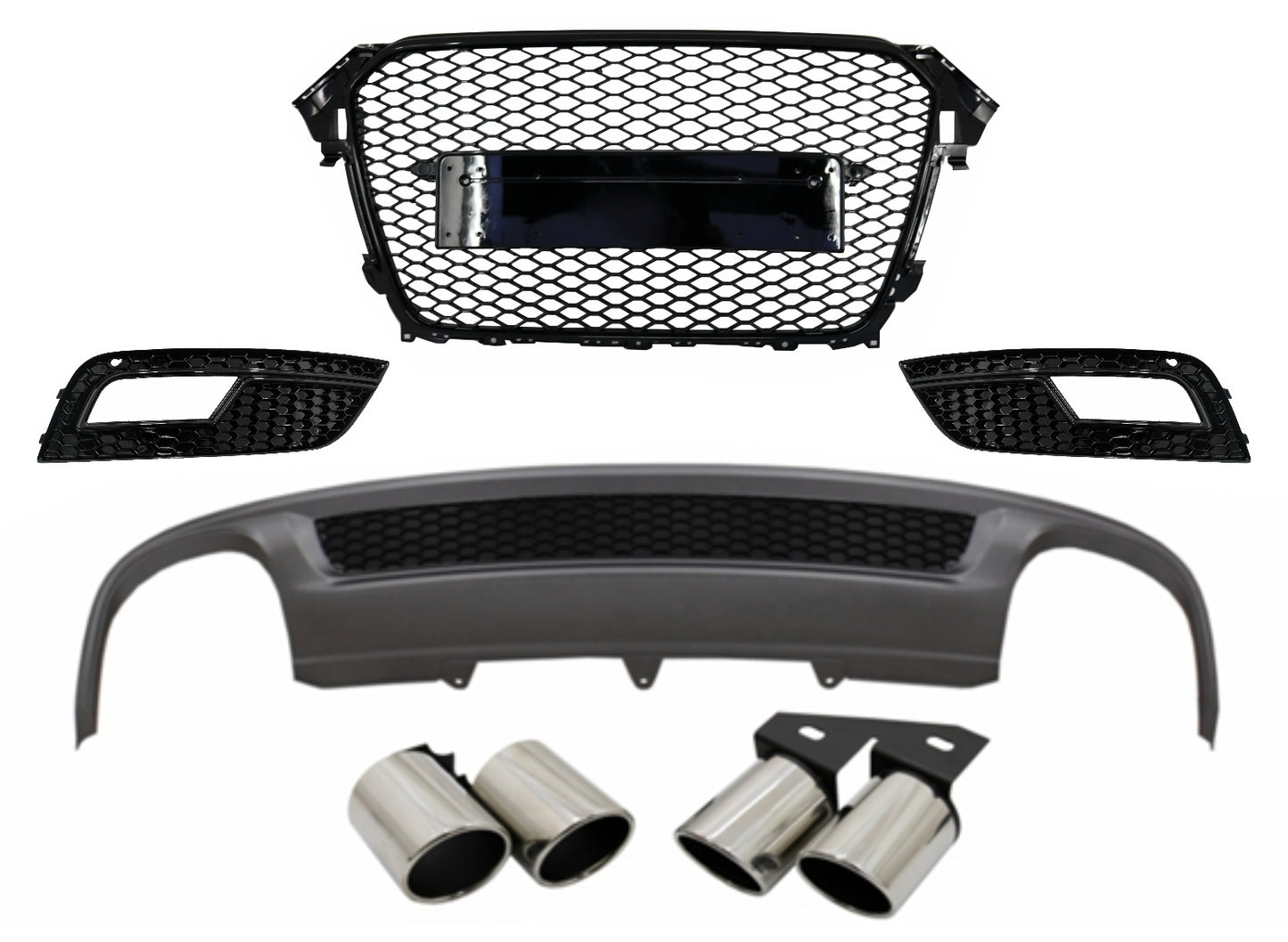 Stoßstangendiffusor für AUDI A4 B8 Facelift 12-15 Auspuffgitter NBL Abdeckungen CarPartsTuning