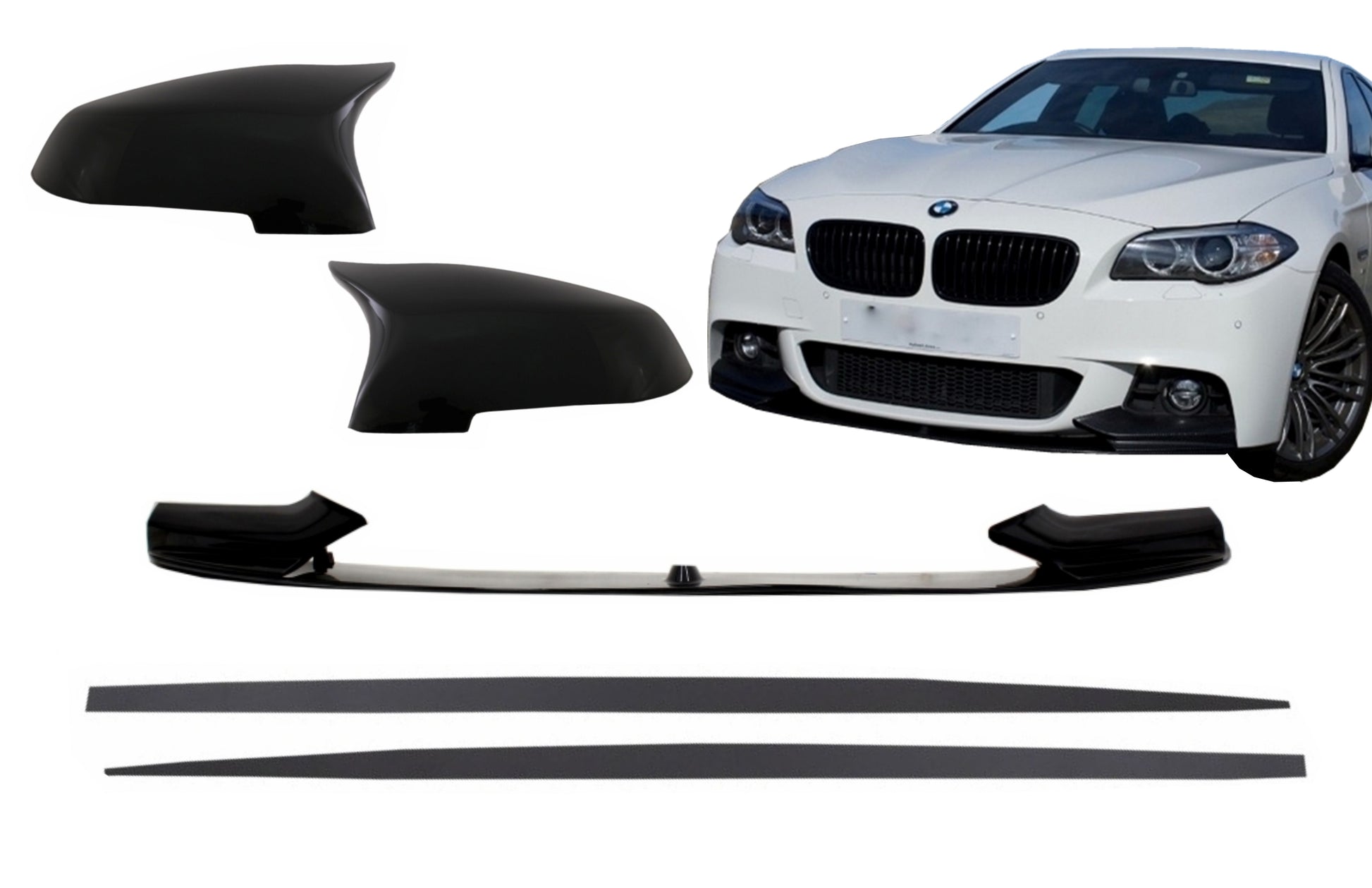 Spoiler für BMW F10 F11 15-17 M-Perform Look Seitenschweller Spiegelabdeckungen CarPartsTuning