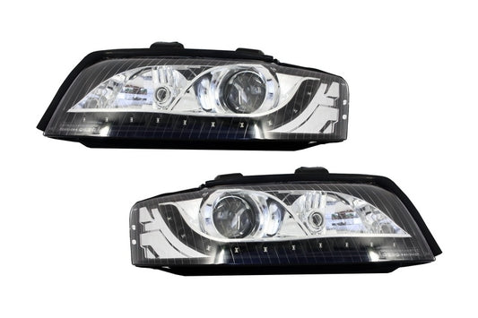 Xenon Scheinwerfer für AUDI A4 B6 8E 01-04 LED Tagfahrlicht Look Schwarzes RHD- CarPartsTuning