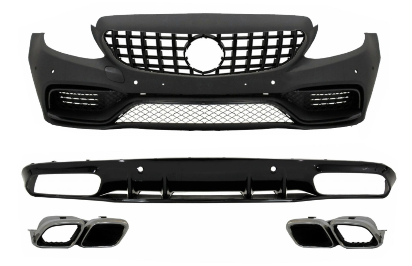 Stoßstange Diffusor für Mercedes C-Klasse C205 A205 14-19 Kühlergrill C63S Look CarPartsTuning