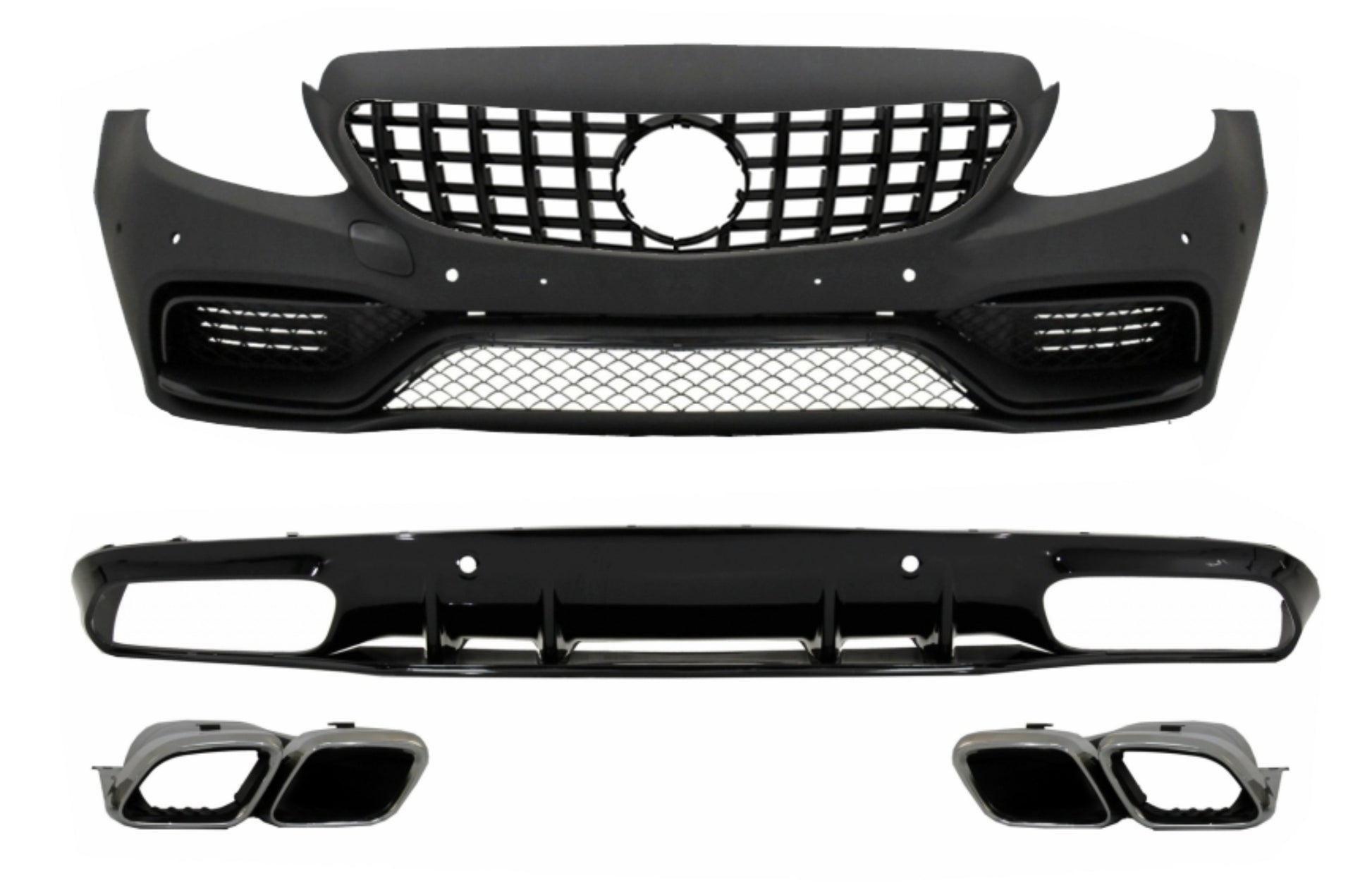 Stoßstange Diffusor für Mercedes C-Klasse C205 A205 14-19 Kühlergrill C63S Look CarPartsTuning