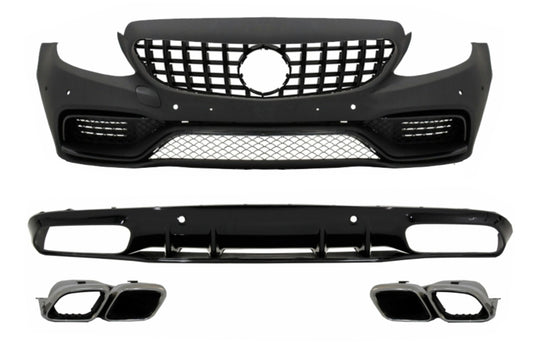 Stoßstange Diffusor für Mercedes C-Klasse C205 A205 14-19 Kühlergrill C63S Look CarPartsTuning