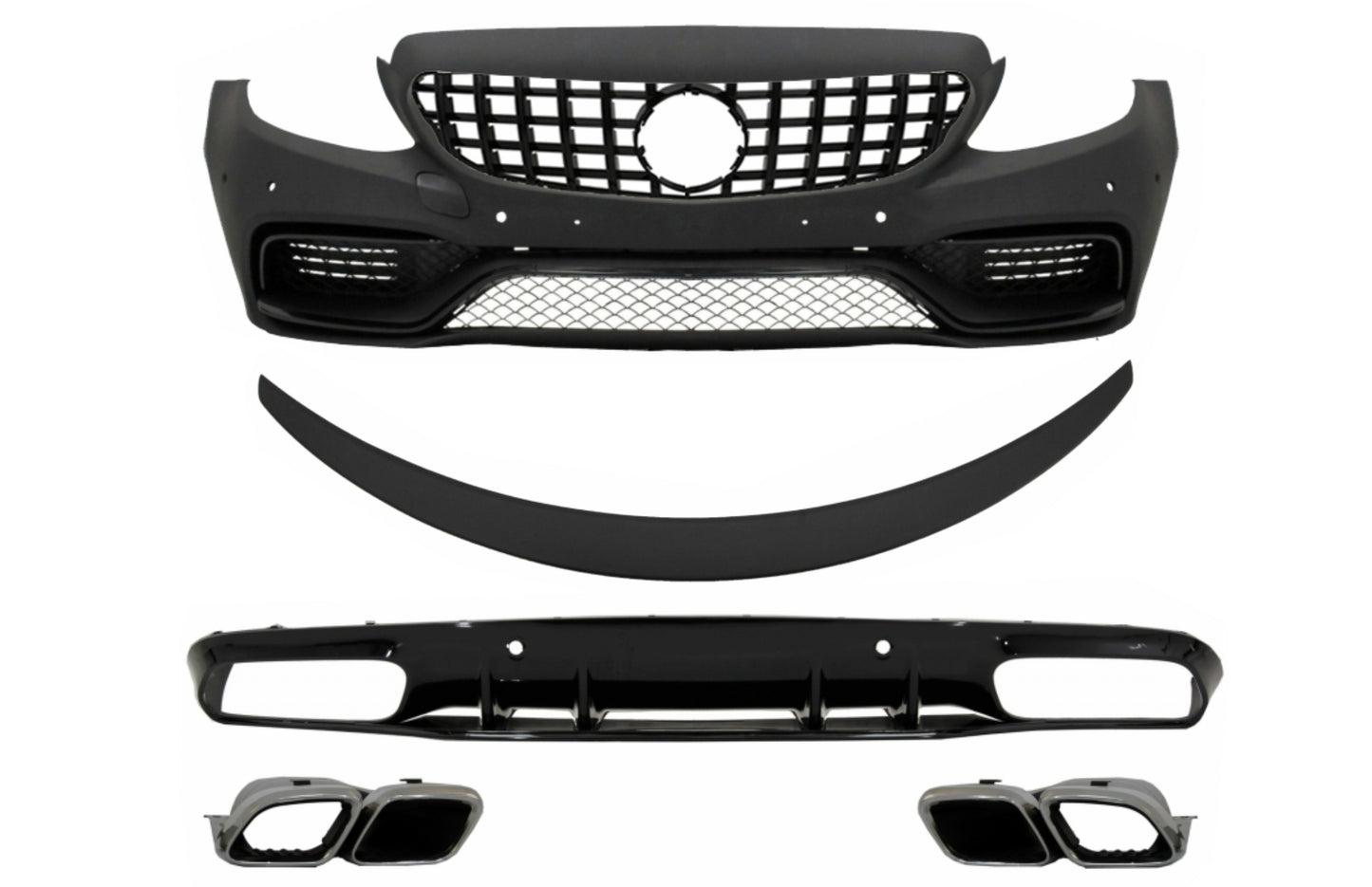 Stoßstange für Mercedes C-Klasse C205 A205 14-19 Kühlergrill Spoiler C63S Look CarPartsTuning