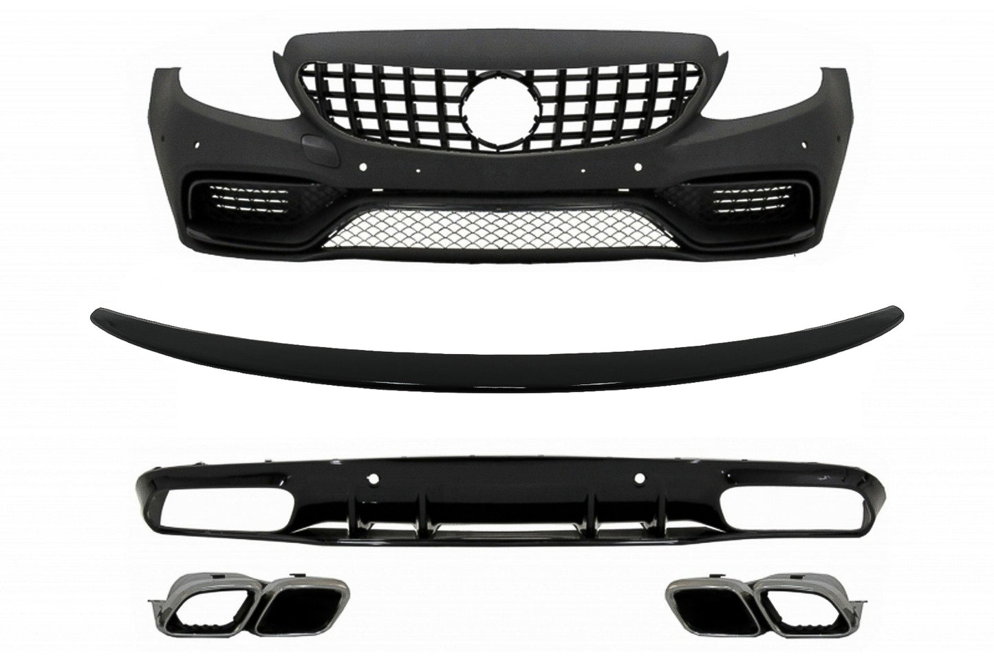 Stoßstange für Mercedes C-Klasse C205 A205 14-19 Kühlergrill Spoiler C63S Look CarPartsTuning