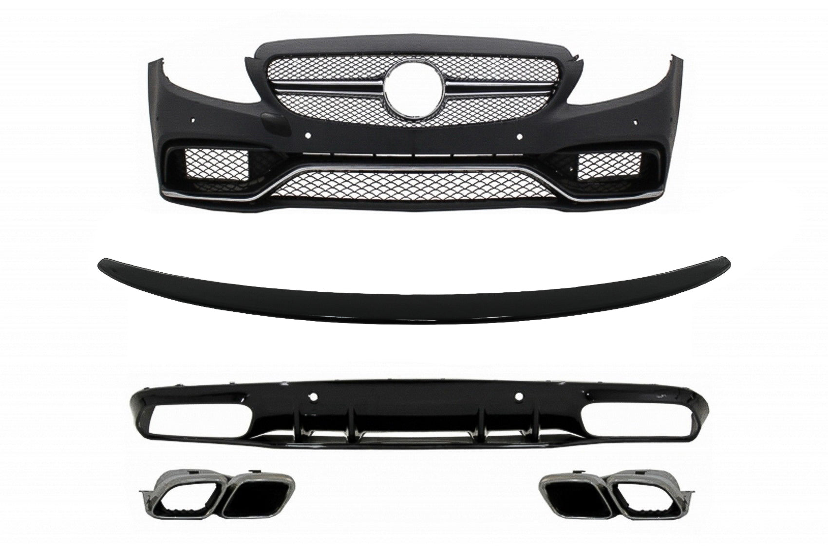 Stoßstange für Mercedes C C205 A205 2014-2019 Diffusor Tipps C63S Look Spoiler CarPartsTuning