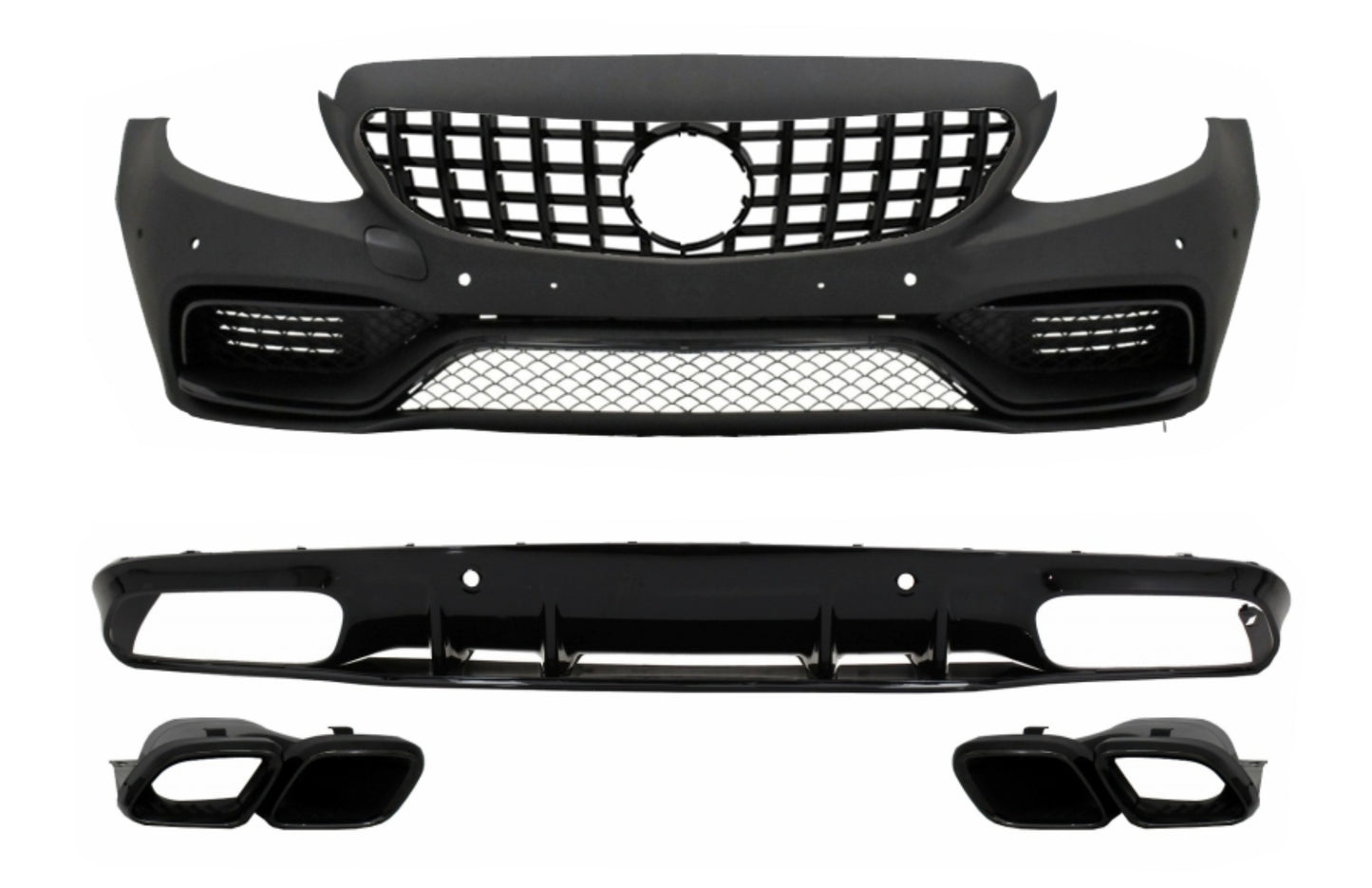 Stoßstange für Mercedes C205 A205 Coupe Cabrio 14-19 Gitter Diffusor C63S Look CarPartsTuning