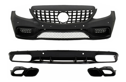 Stoßstange für Mercedes C205 A205 Coupe Cabrio 14-19 Gitter Diffusor C63S Look CarPartsTuning