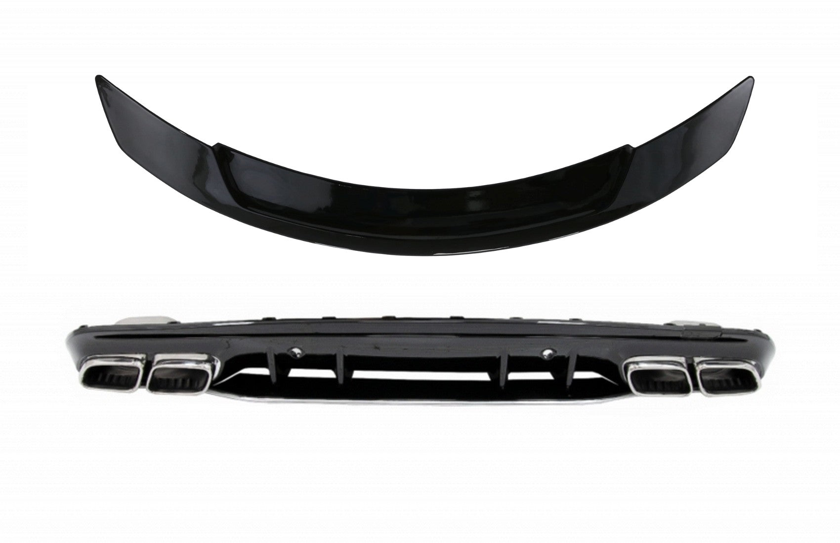 Diffusor Silber Tipps für MERCEDES C W205 AMG Linie 14-20 C63S Look Kofferraumspoiler CarPartsTuning