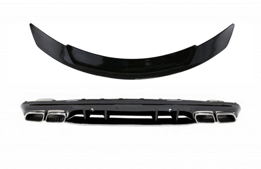 Diffusor Silber Tipps für MERCEDES C W205 AMG Linie 14-20 C63S Look Kofferraumspoiler CarPartsTuning