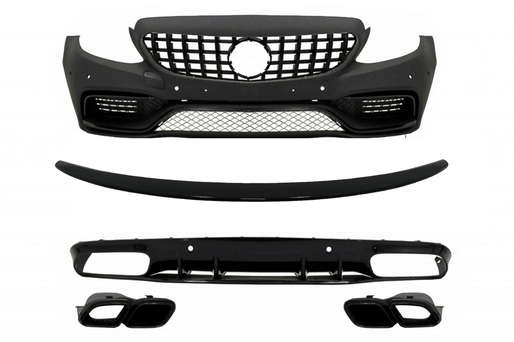 Stoßstange für Mercedes C205 A205 Coupe Cabrio 14-19 Spoiler Diffusor C63S Look CarPartsTuning