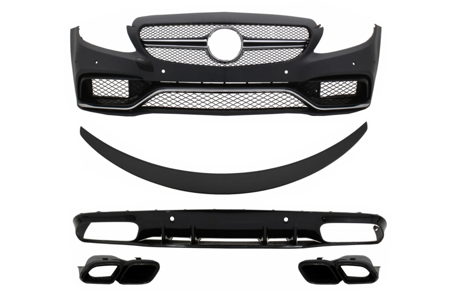 Stoßstange für Mercedes C C205 A205 Coupé Cabrio 14-19 Spoiler Diffusor C63S Look CarPartsTuning