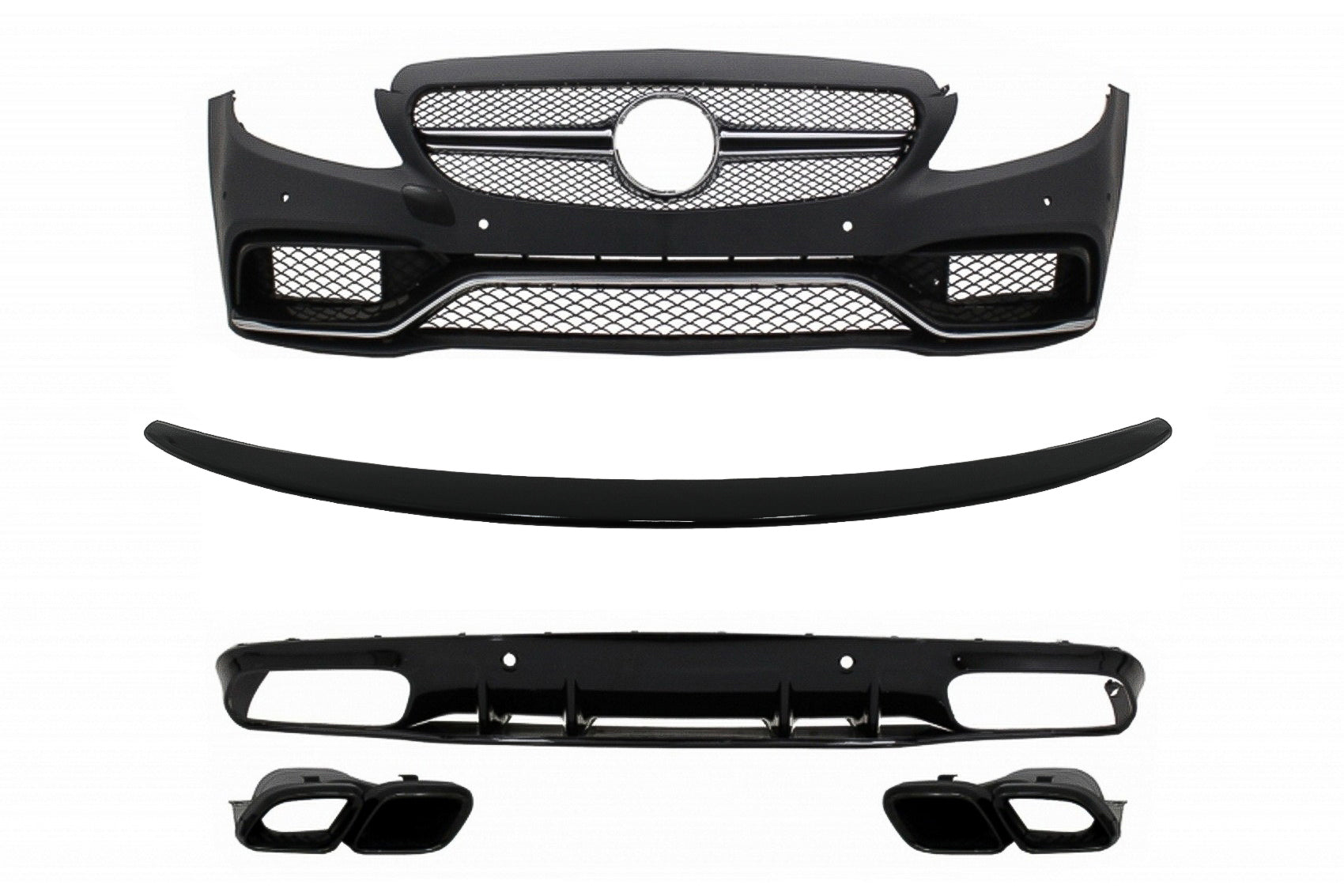 Stoßstange für Mercedes C-Klasse C205 A205 14-19 Spoiler Diffusor C63S Look CarPartsTuning