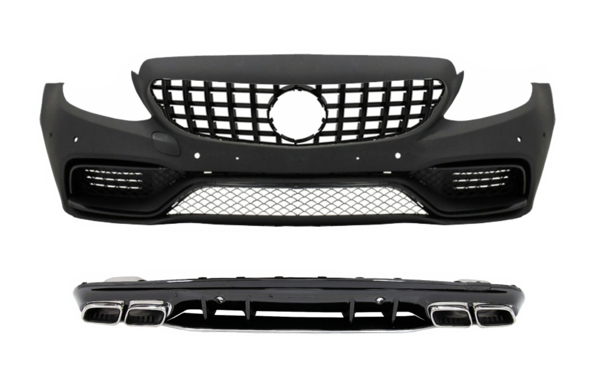 Stoßstange für Mercedes W205 S205 14-20 nur AMG Spot Line Gitter Diffusor Tipps CarPartsTuning