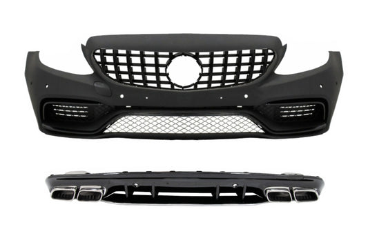 Stoßstange für Mercedes W205 S205 14-20 nur AMG Spot Line Gitter Diffusor Tipps CarPartsTuning