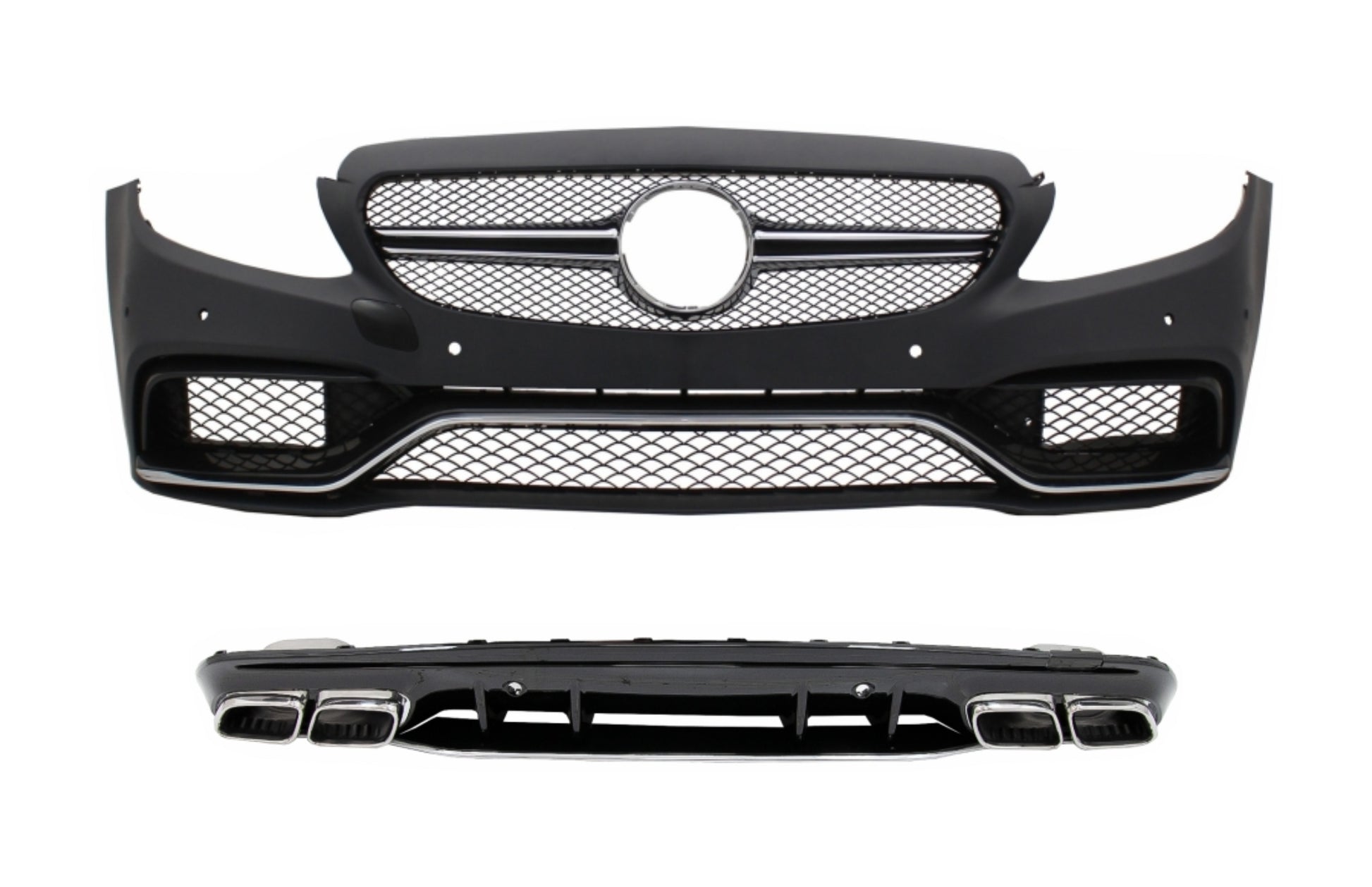 Stoßstange für Mercedes W205 S205 14-20 Nur AMG Line Diffusor Silber Tipps CarPartsTuning