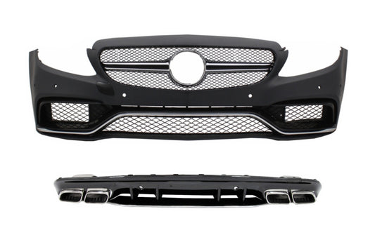 Stoßstange für Mercedes W205 S205 14-20 Nur AMG Line Diffusor Silber Tipps CarPartsTuning