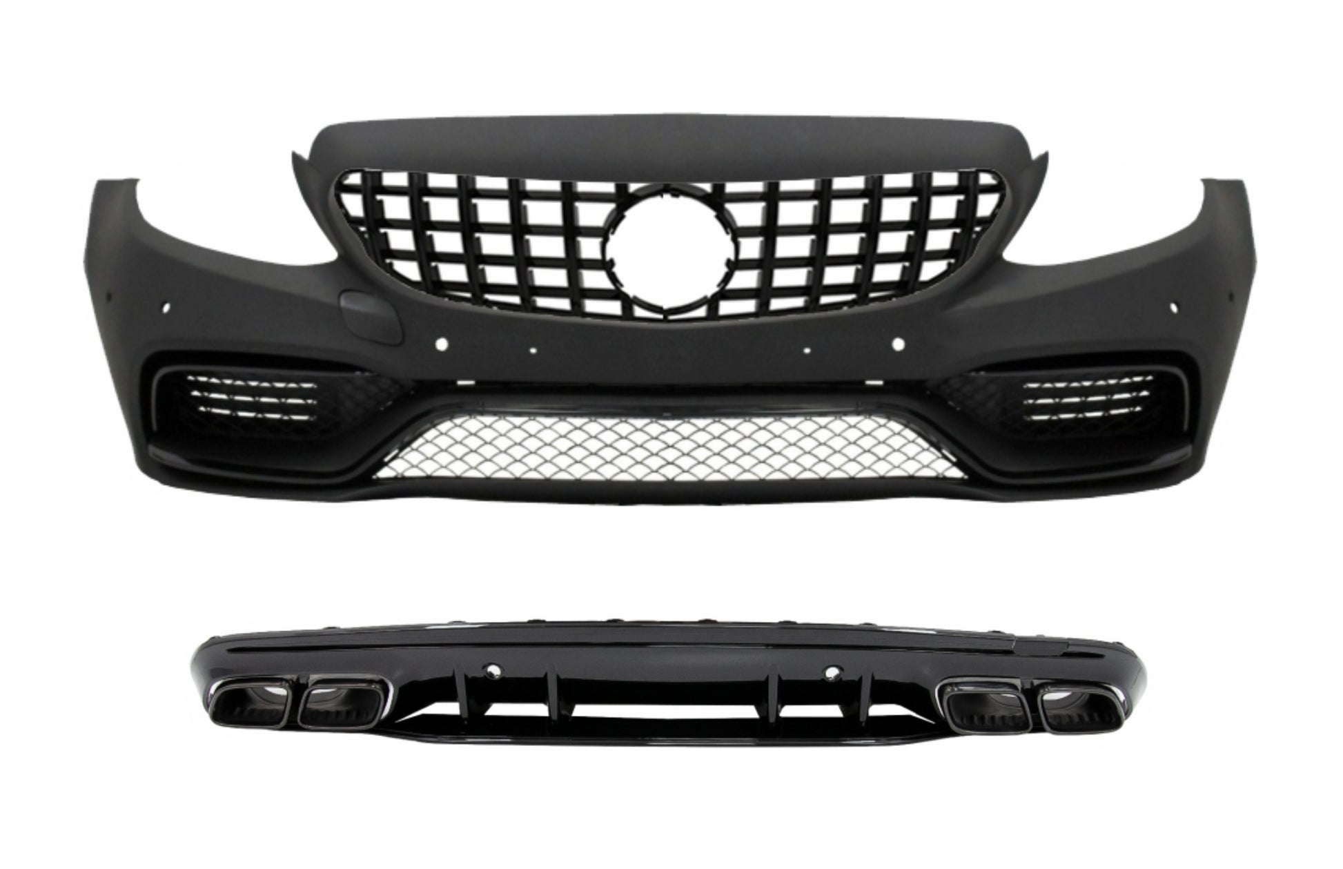 Komplett Stoßstange für Mercedes C W205 S205 14-20 Nur AMG Line Diffusor Tipps CarPartsTuning