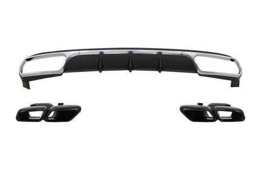 Diffusor für Mercedes W212 Facelift 13-16 nur Standard Stoßstange Auspuff Tipps CarPartsTuning