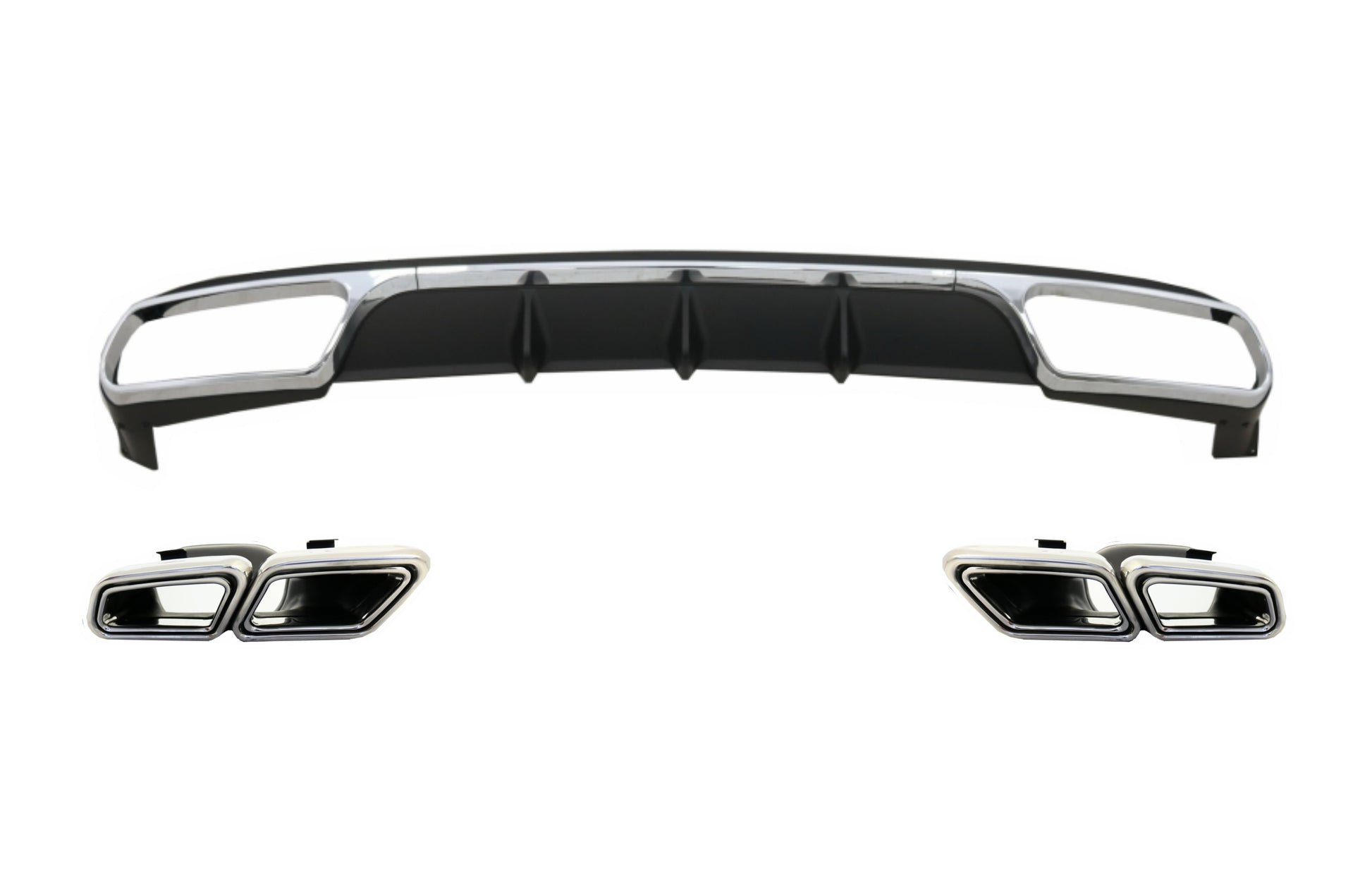 Diffusor für Mercedes W212 Facelift 13-16 nur Standard Stoßstange Auspuff Chrom CarPartsTuning