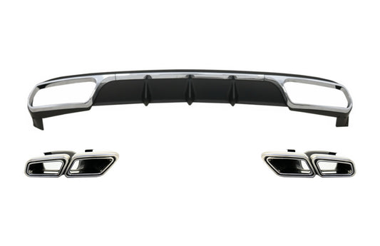 Diffusor für Mercedes W212 Facelift 13-16 nur Standard Stoßstange Auspuff Chrom CarPartsTuning