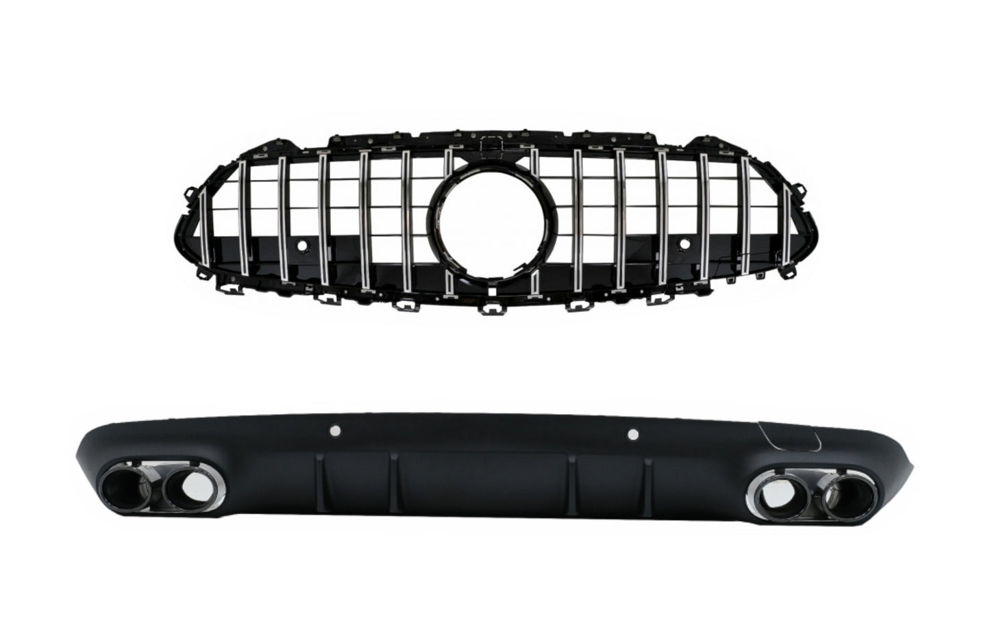 Grill-Diffusor-Spitzen für Mercedes CLS C257 18+ GTR 53 Look nur AMG Heckstoßstange CarPartsTuning
