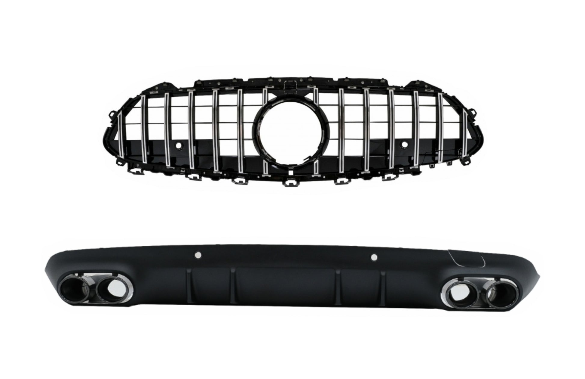 Grill-Diffusor-Spitzen für Mercedes CLS C257 18+ GTR 53 Look nur AMG Heckstoßstange CarPartsTuning