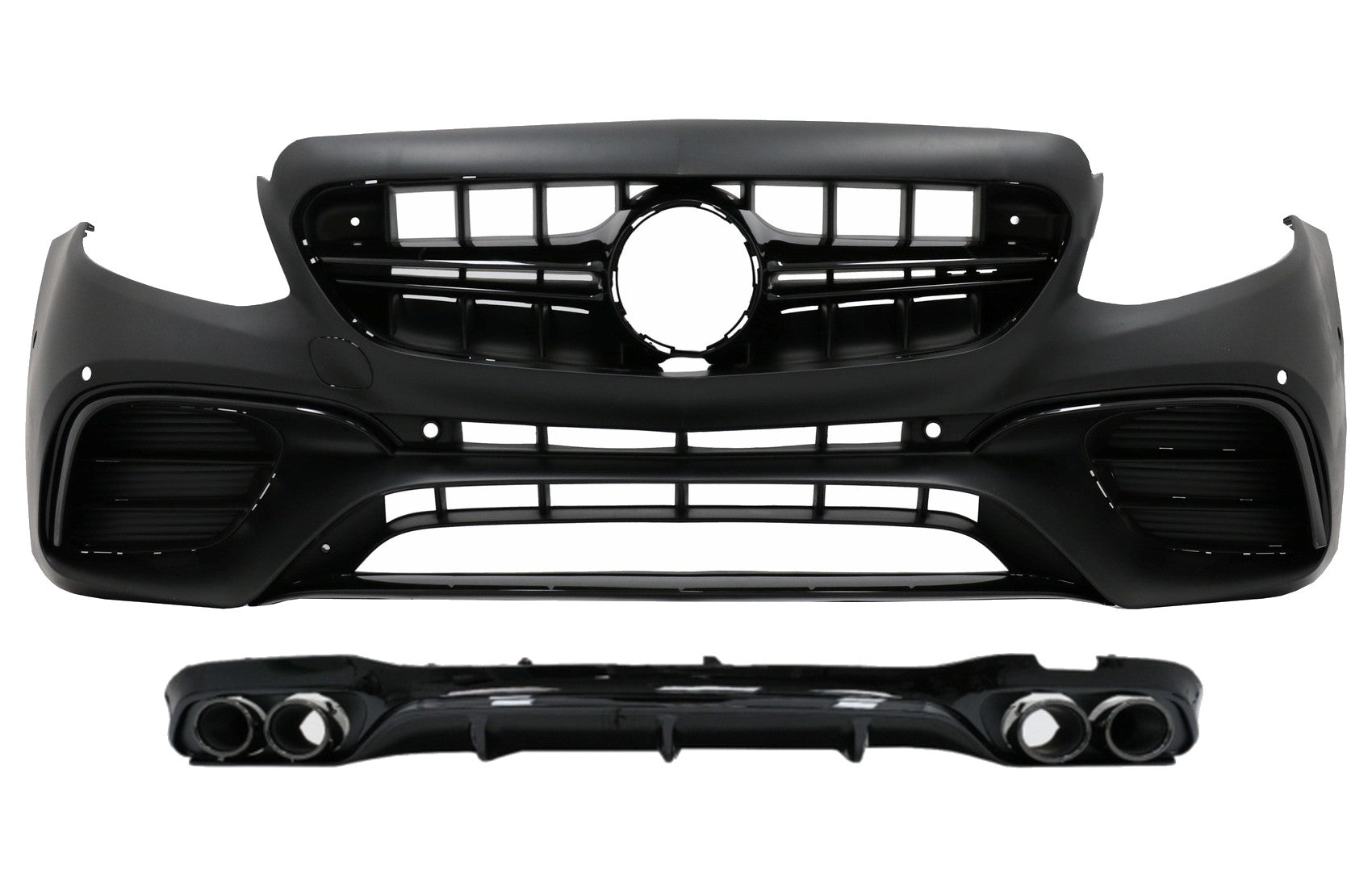 Frontstoßstange & Diffusor Auspuff Tipps für Mercedes E W213 16-19 E53 Look Schwarz CarPartsTuning