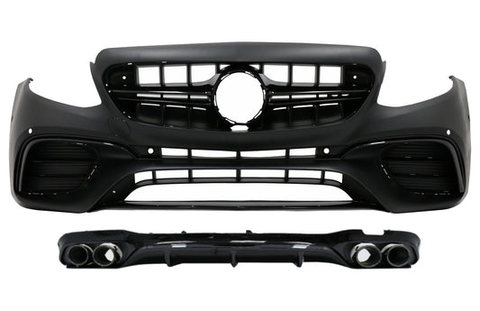 Frontstoßstange & Diffusor Auspuff Tipps für Mercedes E W213 16-19 E53 Look Schwarz CarPartsTuning