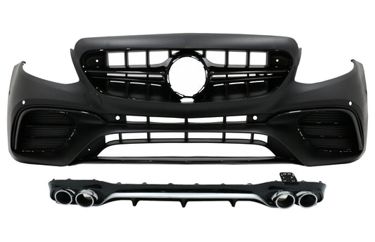 Frontstoßstange Diffusor Auspuff Tipps Chrom für Mercedes E W213 2016-2019 E53 Look CarPartsTuning