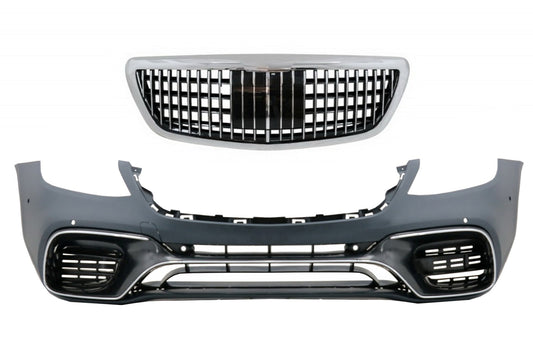 Stoßstange für Mercedes W222 Facelift 14-06.17 Vertikaler S63 Look Gitter Chrom Carpartstuning Austria