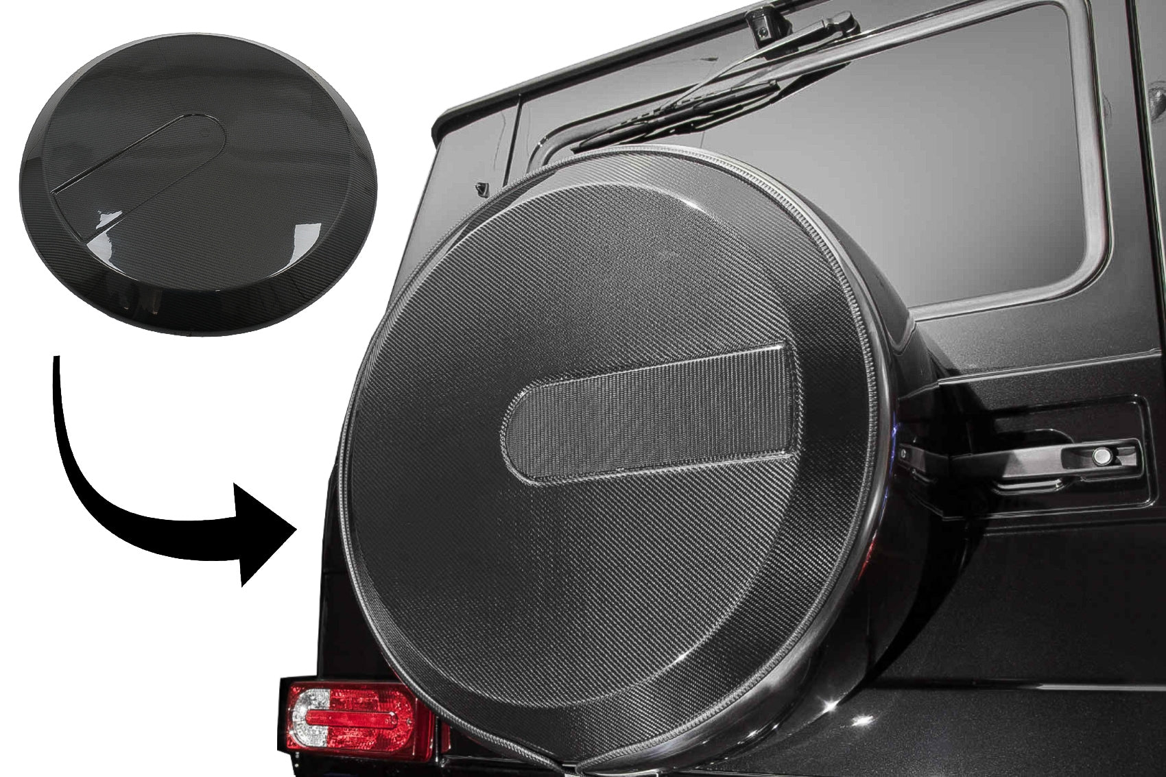 Reserveradabdeckung aus Kohlefaser passend für Mercedes Benz G-Klasse W463 (1990-2018) KITT