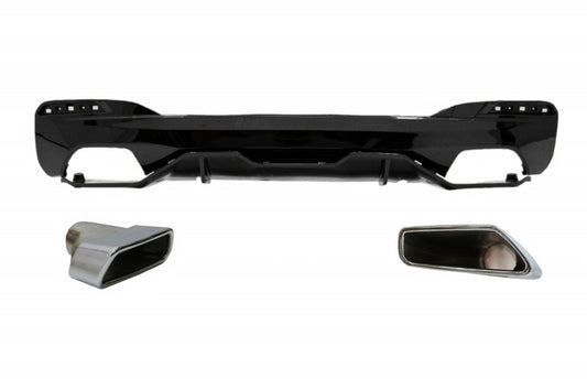 Diffusor für BMW G30 G31 17+ M Perform Look Auspuff Schalldämpfer Chrom Schwarz CarPartsTuning