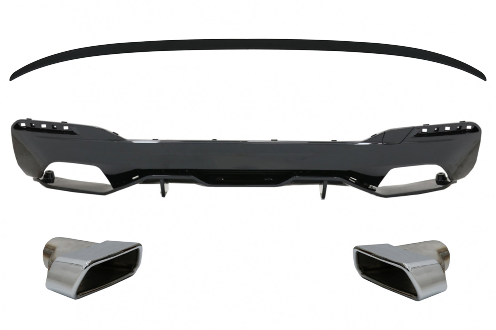 Diffusor für BMW 5 G30 17-19 M Perform Look Auspuff Schalldämpfer Chrom Spoiler CarPartsTuning