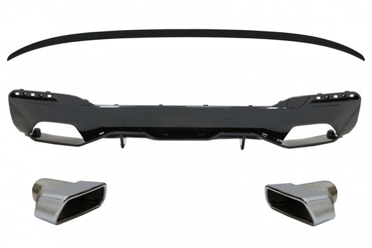 Diffusor für BMW 5 G30 17-19 M Perform Look Auspuff Schalldämpfer Chrom Spoiler CarPartsTuning