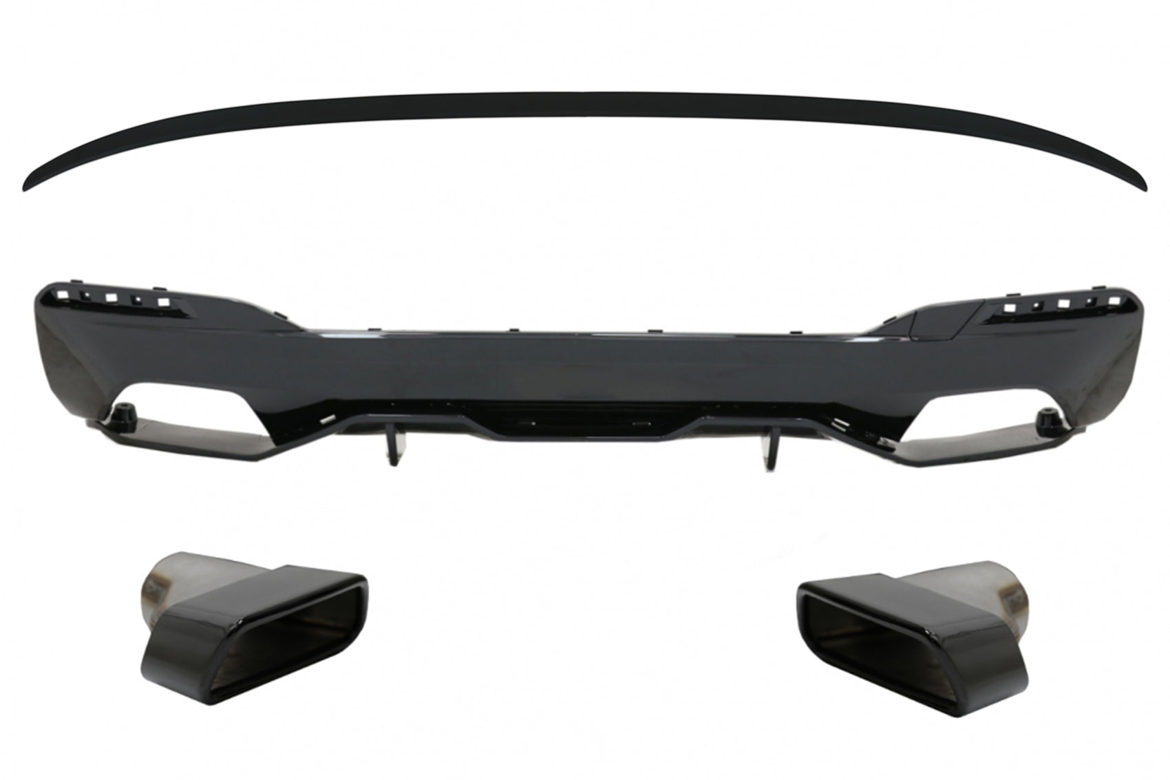 Diffusor für BMW 5 G30 17+ M Perform Look Auspuff Schalldämpfer Schwarz Spoiler CarPartsTuning