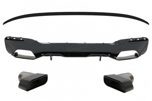 Diffusor für BMW 5 G30 17+ M Perform Look Auspuff Schalldämpfer Schwarz Spoiler CarPartsTuning