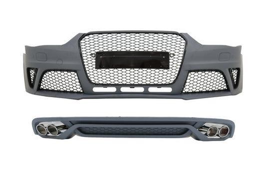 Stoßstange für AUDI A4 B8 Facelift 12-15 RS4 Look Diffusor Auspuff Schalldämpfer CarPartsTuning