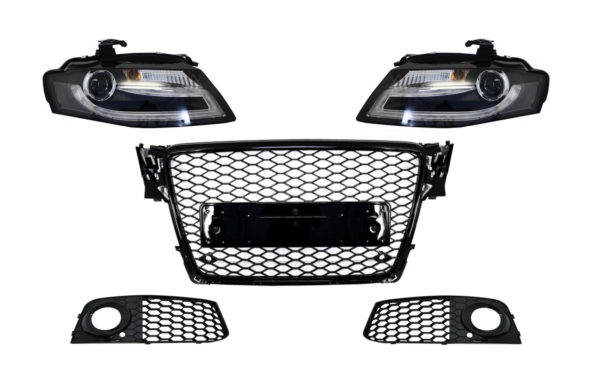 Gitter für AUDI A4 B8 08-11 RS4 Look Nebelscheinwerfer Abdeckungen LED Licht Scheinwerfer CarPartsTuning