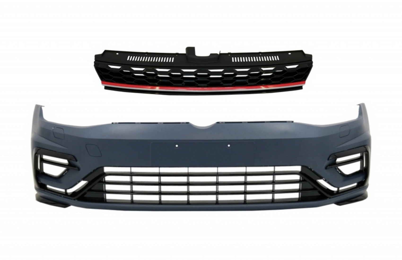 Frontstoßstange mit zentralem Kühlergrill ohne Emblem passend für VW Golf 7.5 (2017-2020) R GTI Design KITT