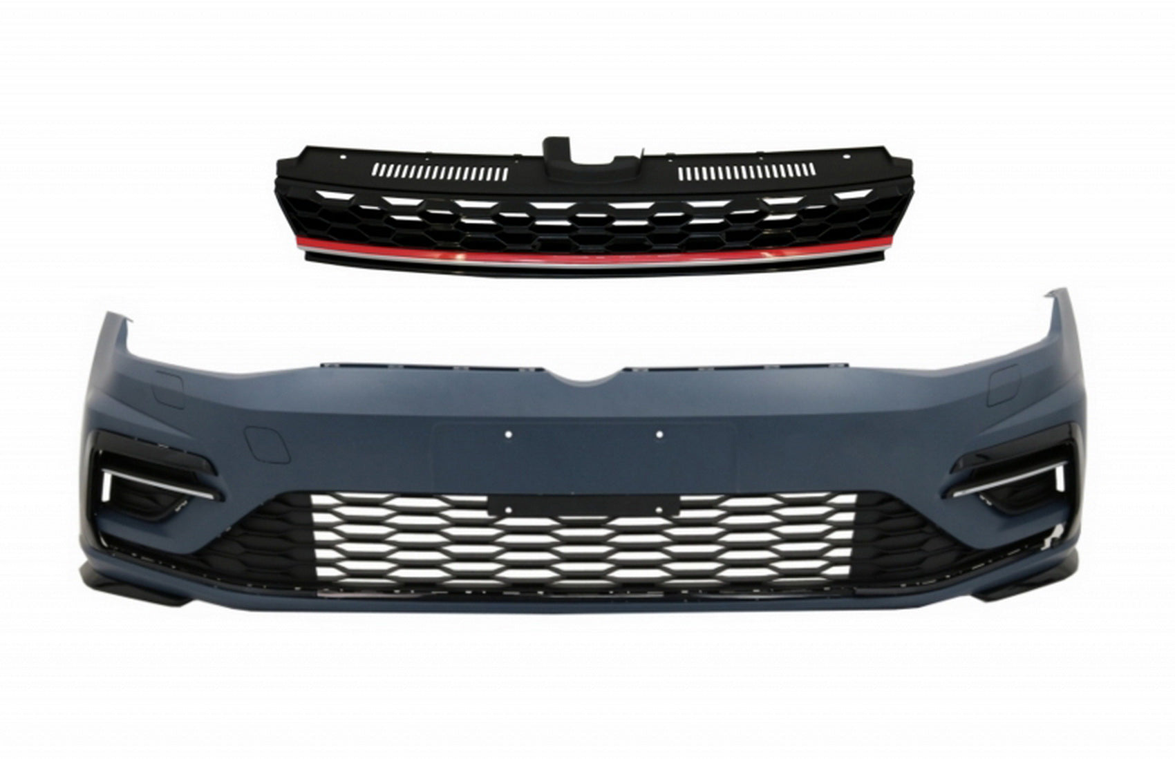 Frontstoßstange mit zentralem Kühlergrill ohne Emblem passend für VW Golf 7.5 (2017-2020) R GTI Design KITT