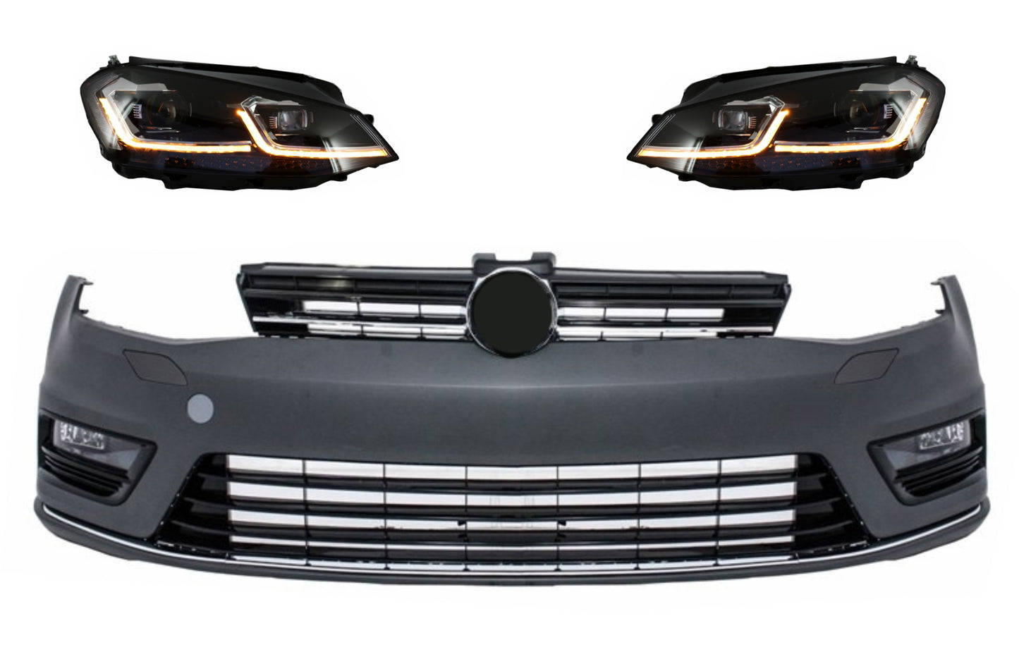 Frontstoßstange LED Scheinwerfer Dynamisch Lichter für VW Golf 7 2013-2017 R-Line Look CarPartsTuning