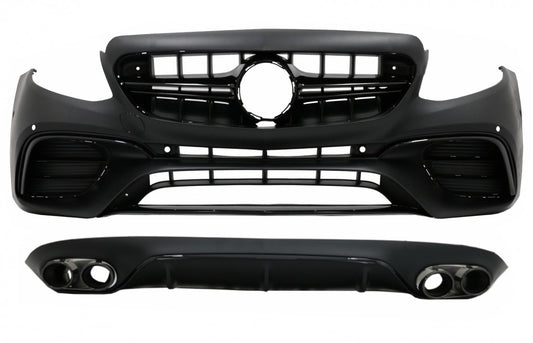 Frontstoßstange für Mercedes E C238 A238 2016+ E63 Look Diffusor Auspuff Tipps Schwarz CarPartsTuning
