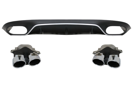 Diffusor Auspuff Tipps Gitter Schwarz für Mercedes E C238 AMG Linie 16+ E53 Look CarPartsTuning