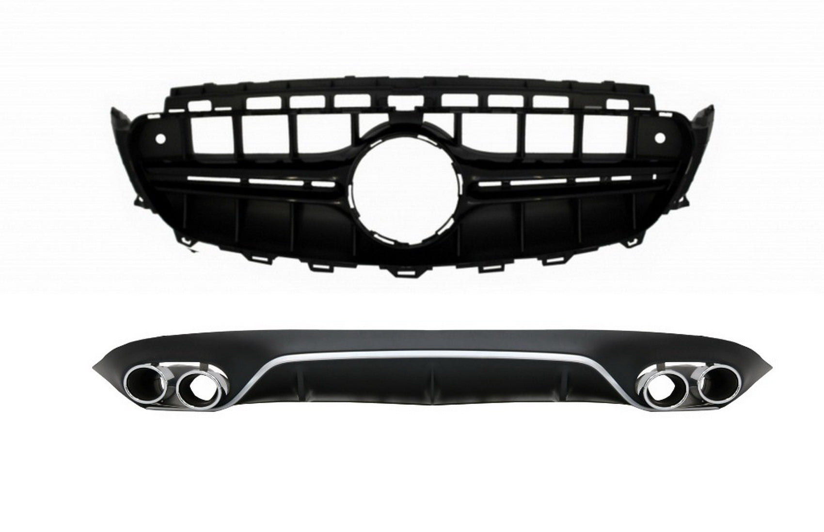 Diffusor für Mercedes E C238 A238 AMG Linie 2016+ Auspuff Gitter ohne 360 Kamera CarPartsTuning