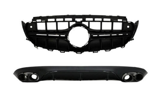 Diffusor für Mercedes E C238 A238 AMG Line 2016+ schwarz Gitter ohne 360 Kamera CarPartsTuning